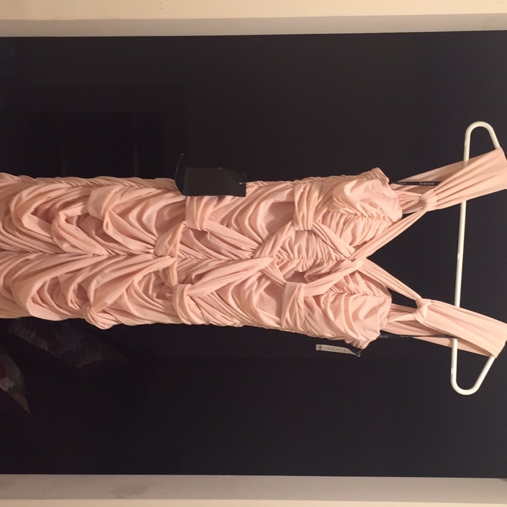 Bebe size M Pale pink knotted ruched dress